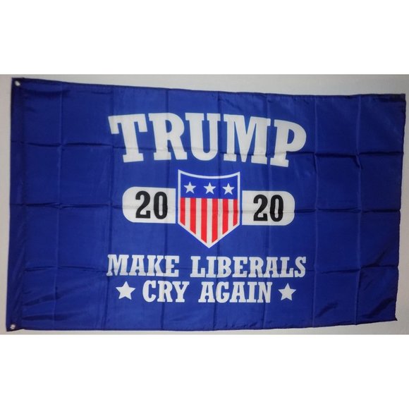 Trump 2020 Make Liberals Cry Again Flags - 3 x 5 Feet, Funny, Man Cave, Vehicle - Picture 1 of 2